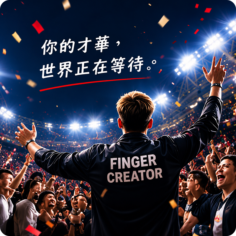 Creator greeting an enthusiastic audience in a stadium